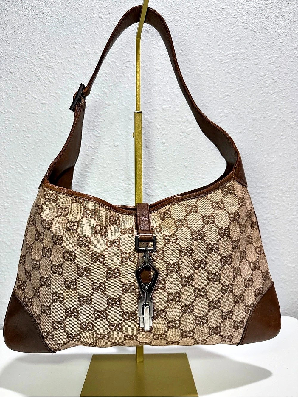Gucci Jackie Canvas Shoulder Bag Brown
